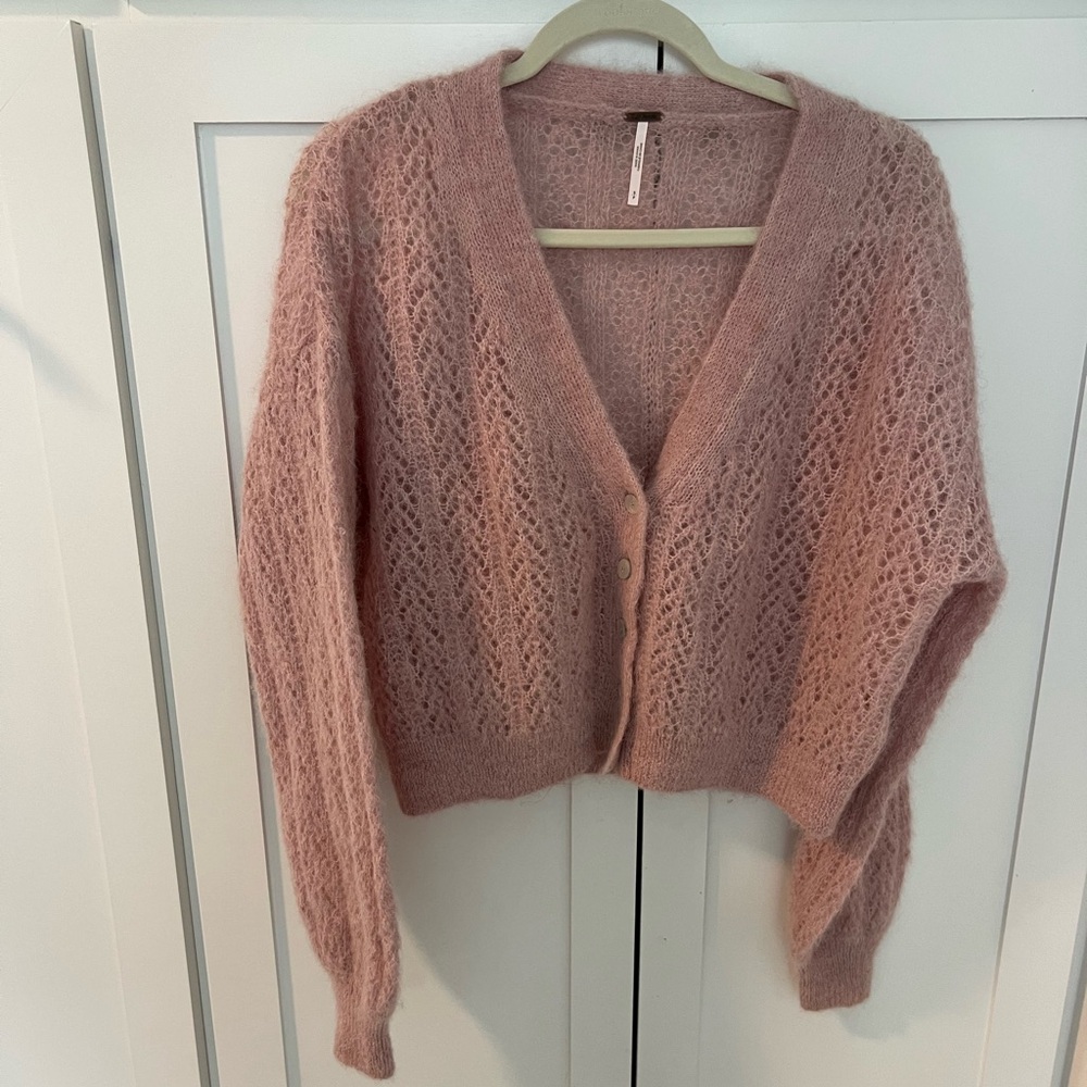 Free People Pink Knit Cardigan Sweater